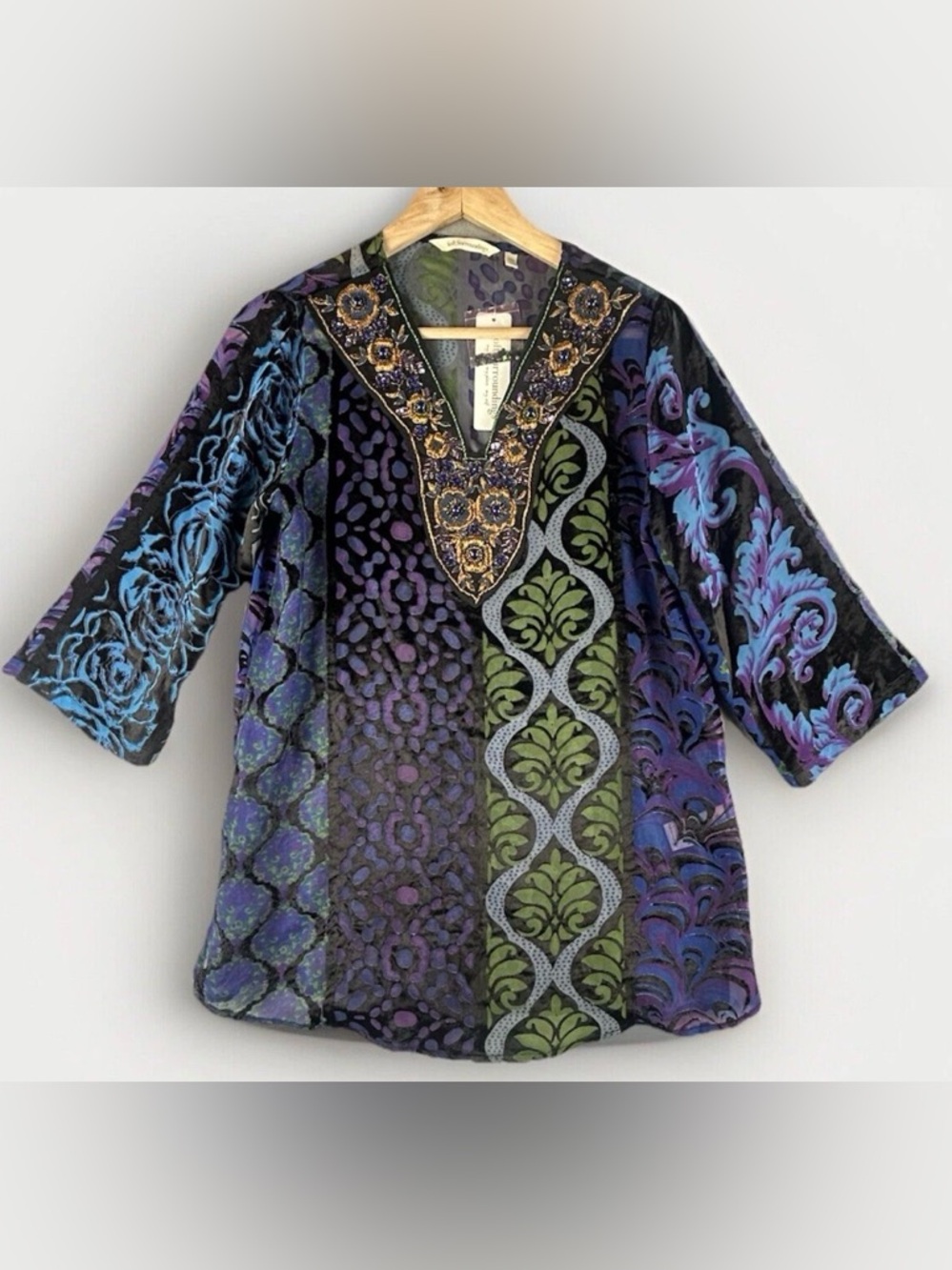 Soft Surroundings Women's Top Size XSP Purple Sequin Burnout Art to Wear NWT